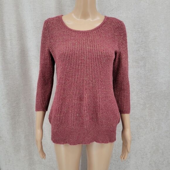 Fenn Wright Manson Dark Pink and Metallic Gold Knit Sweater Women's Size Large - Picture 1 of 10